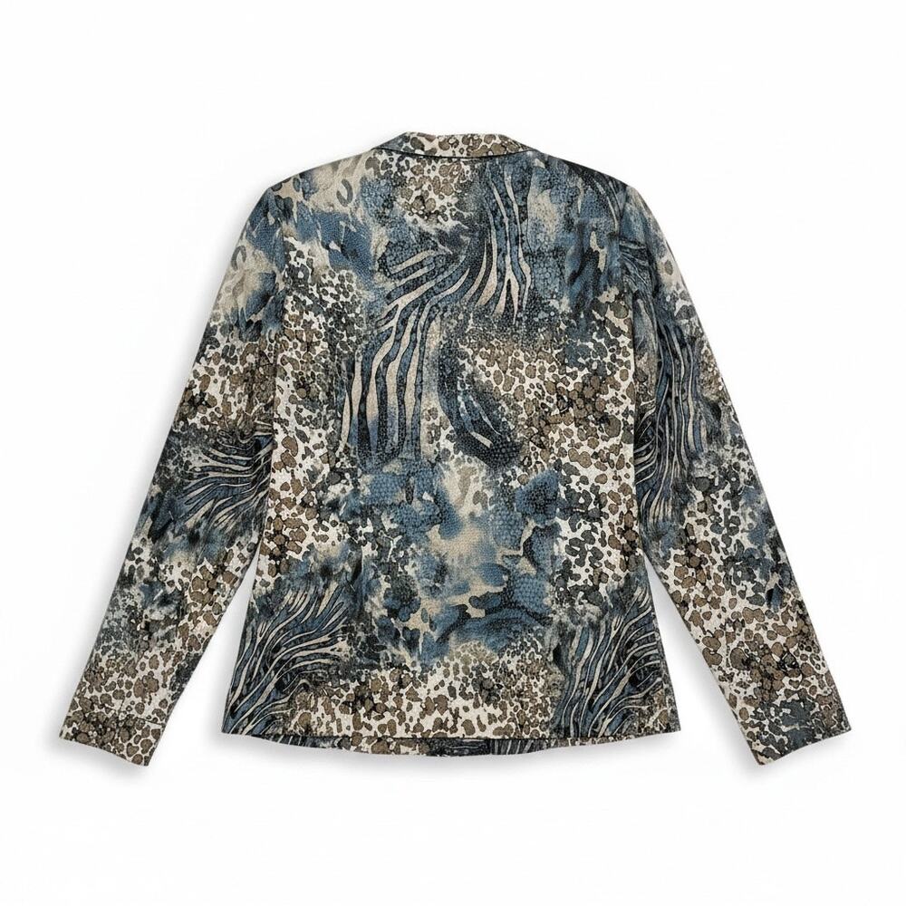 Misook Vintage Animal Print Zip Front Jacket Blazer Stretch Medium - Picture 3 of 9